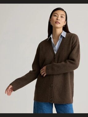 Quince Mongolian Cashmere Oversized Boyfriend Cardigan Sweater